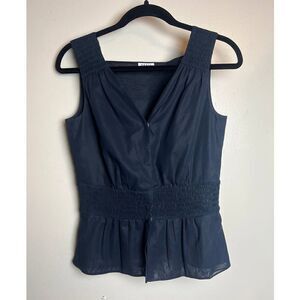 Akris Punto Dark Navy Sleeveless Cotton Peplum Top Sz. 6